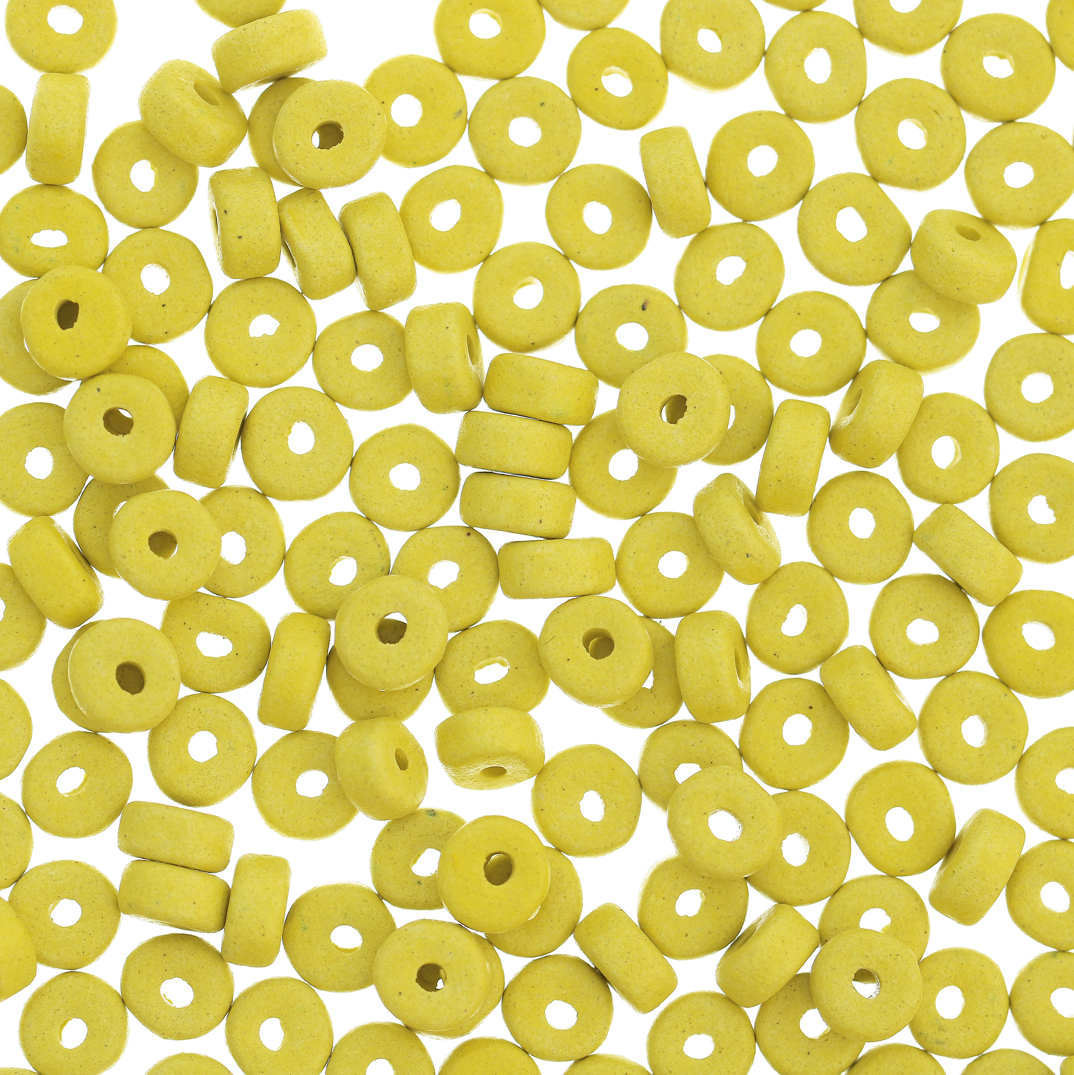 Rondella in Ceramica, piatta, 5x3 mm., colore Giallo