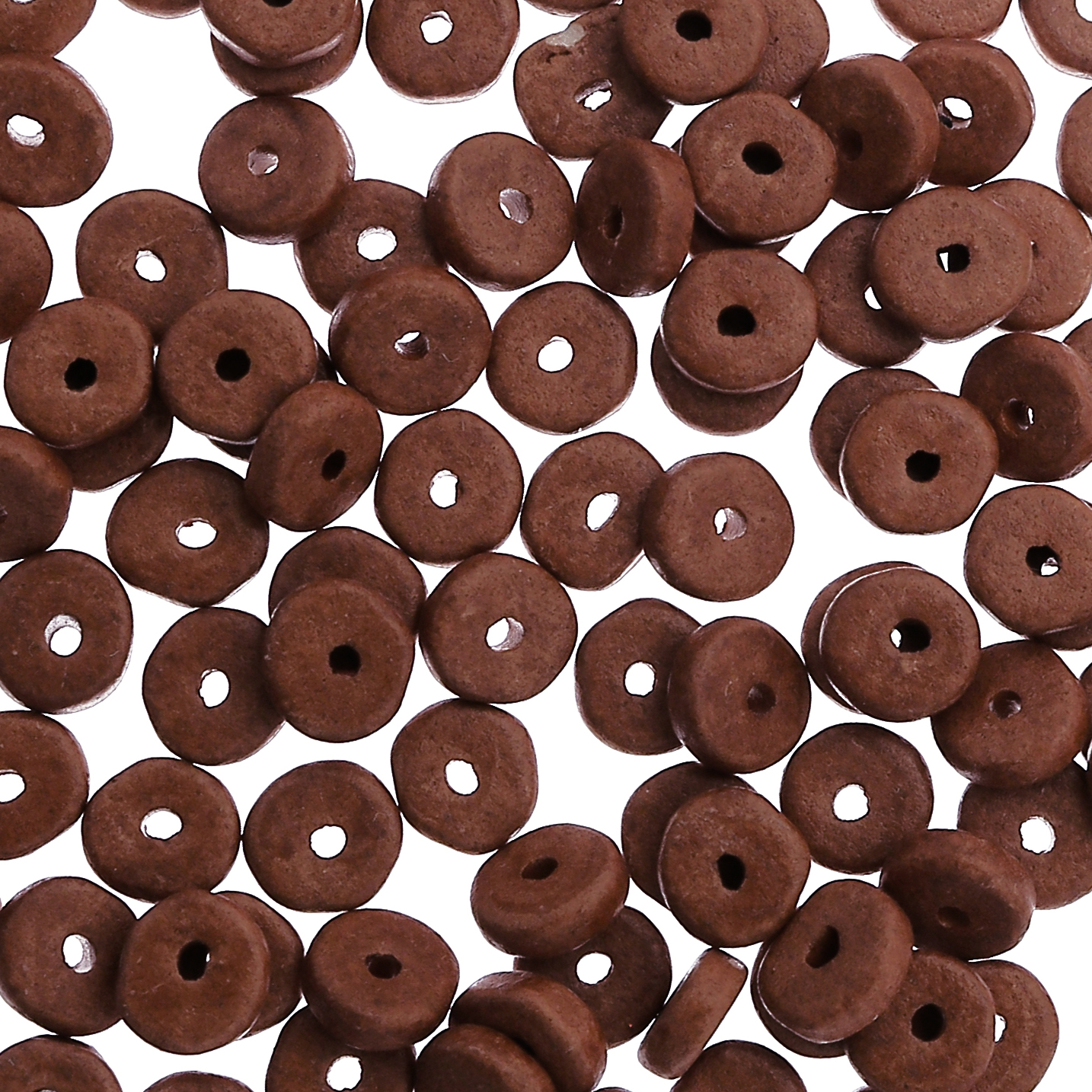 Rondella in Ceramica, piatta, 7x2 mm., colore Marrone