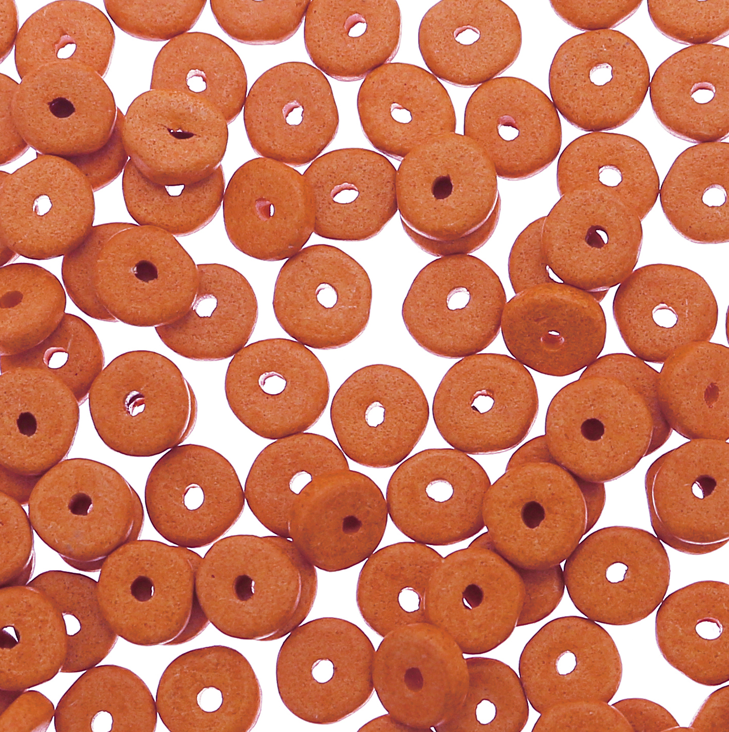 Rondella in Ceramica, piatta, 7x2 mm., colore Pesca