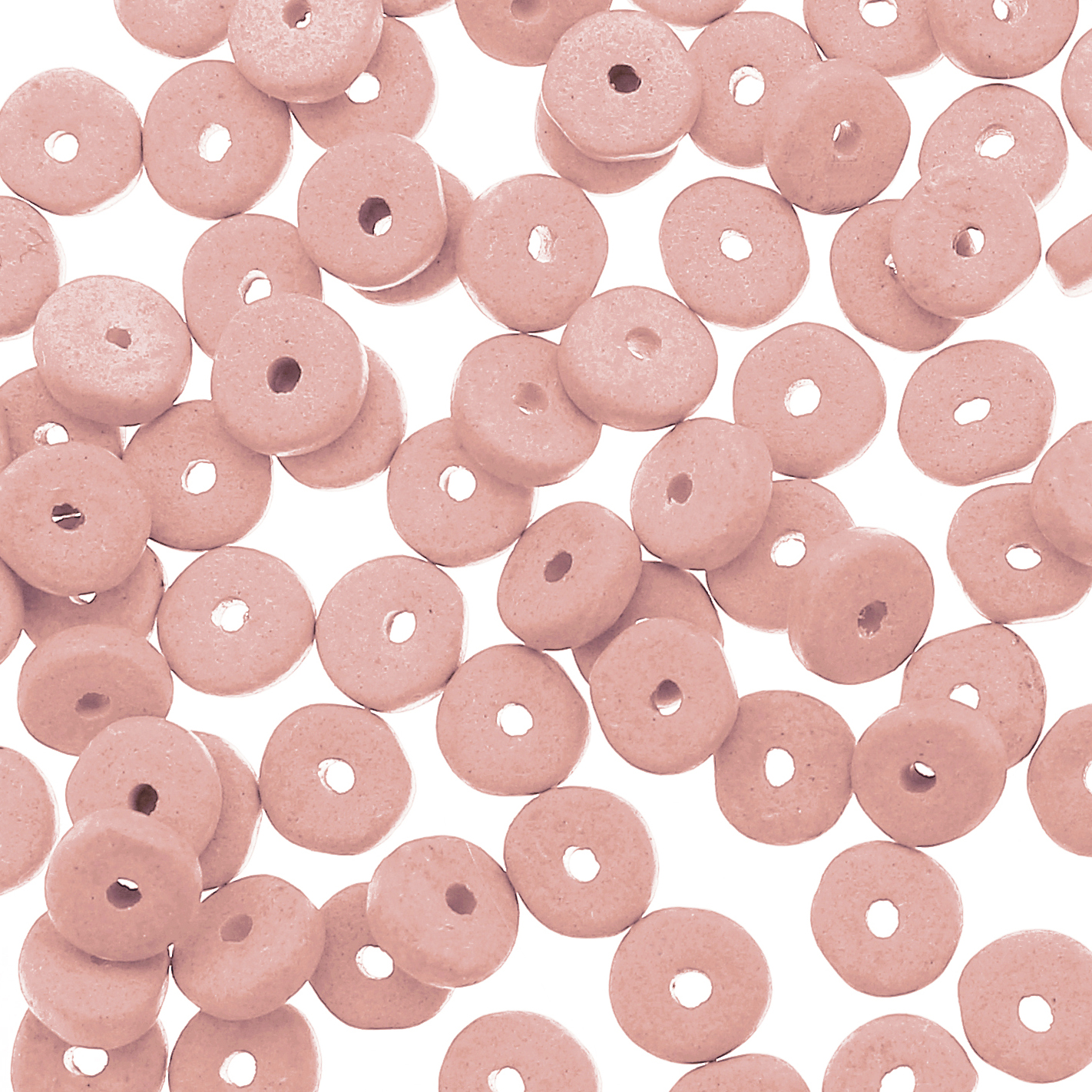 Rondella in Ceramica, piatta, 7x2 mm., colore Rosa