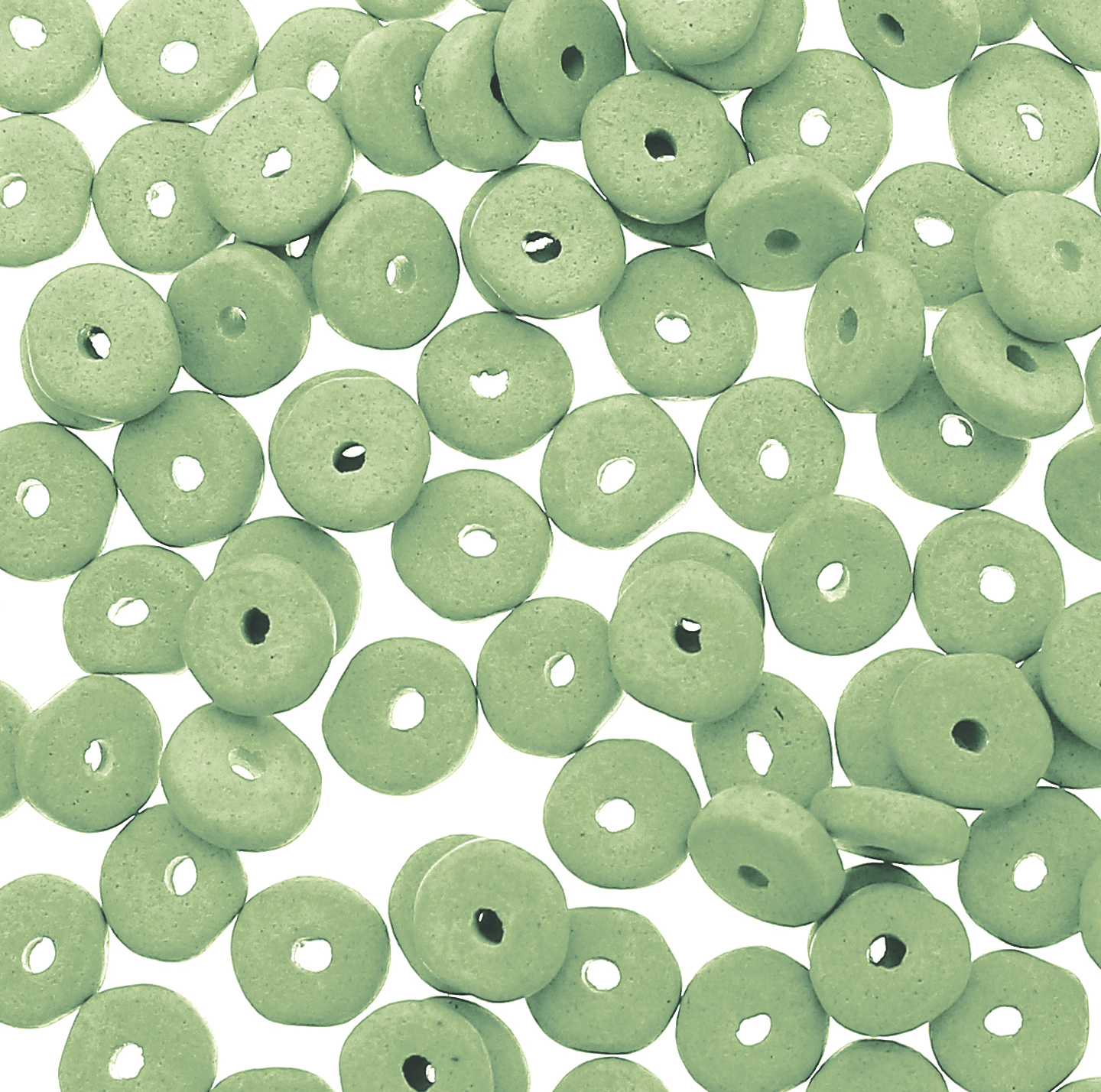 Rondella in Ceramica, piatta, 7x2 mm., colore Salvia