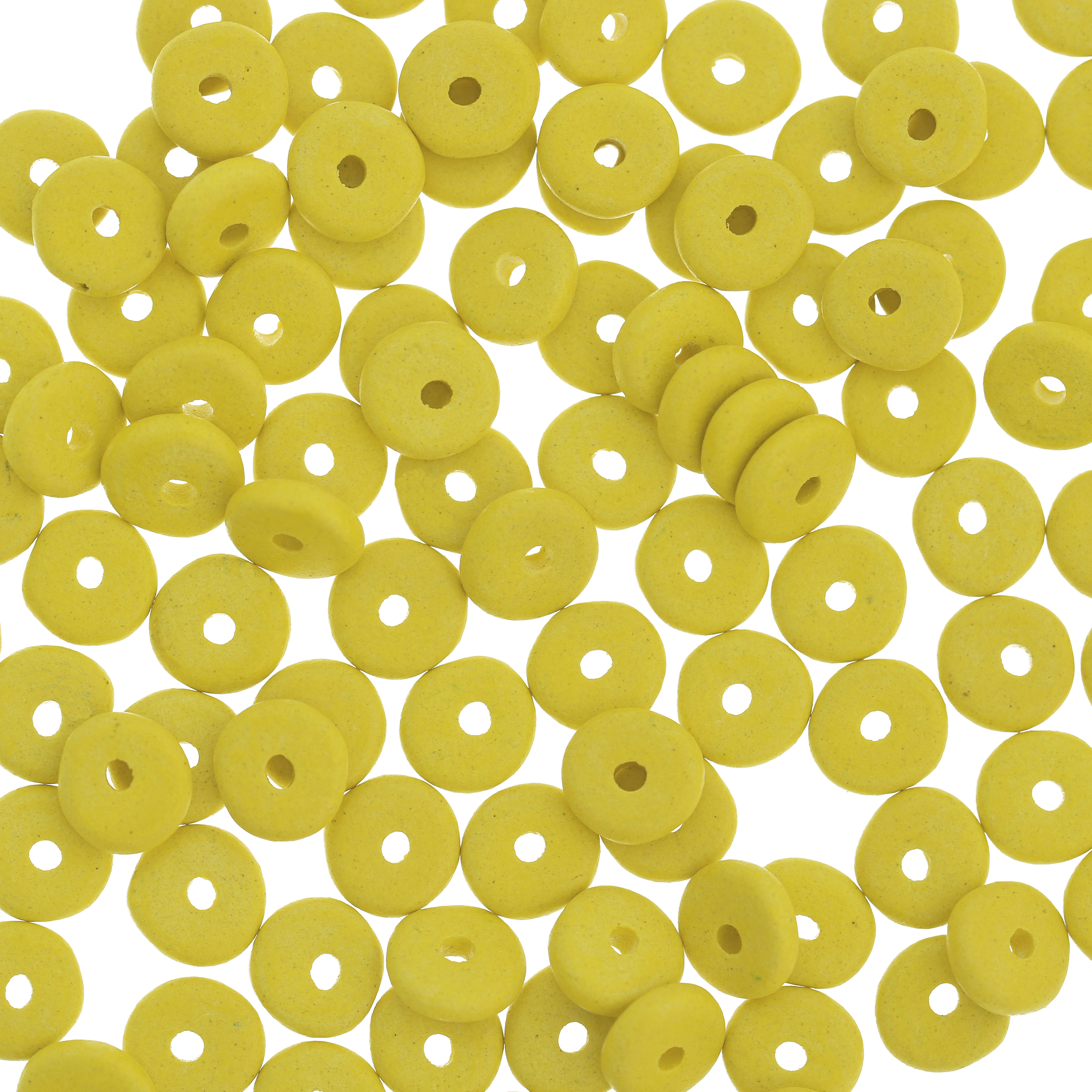 Rondella in Ceramica, piatta, 7x2 mm., colore Giallo