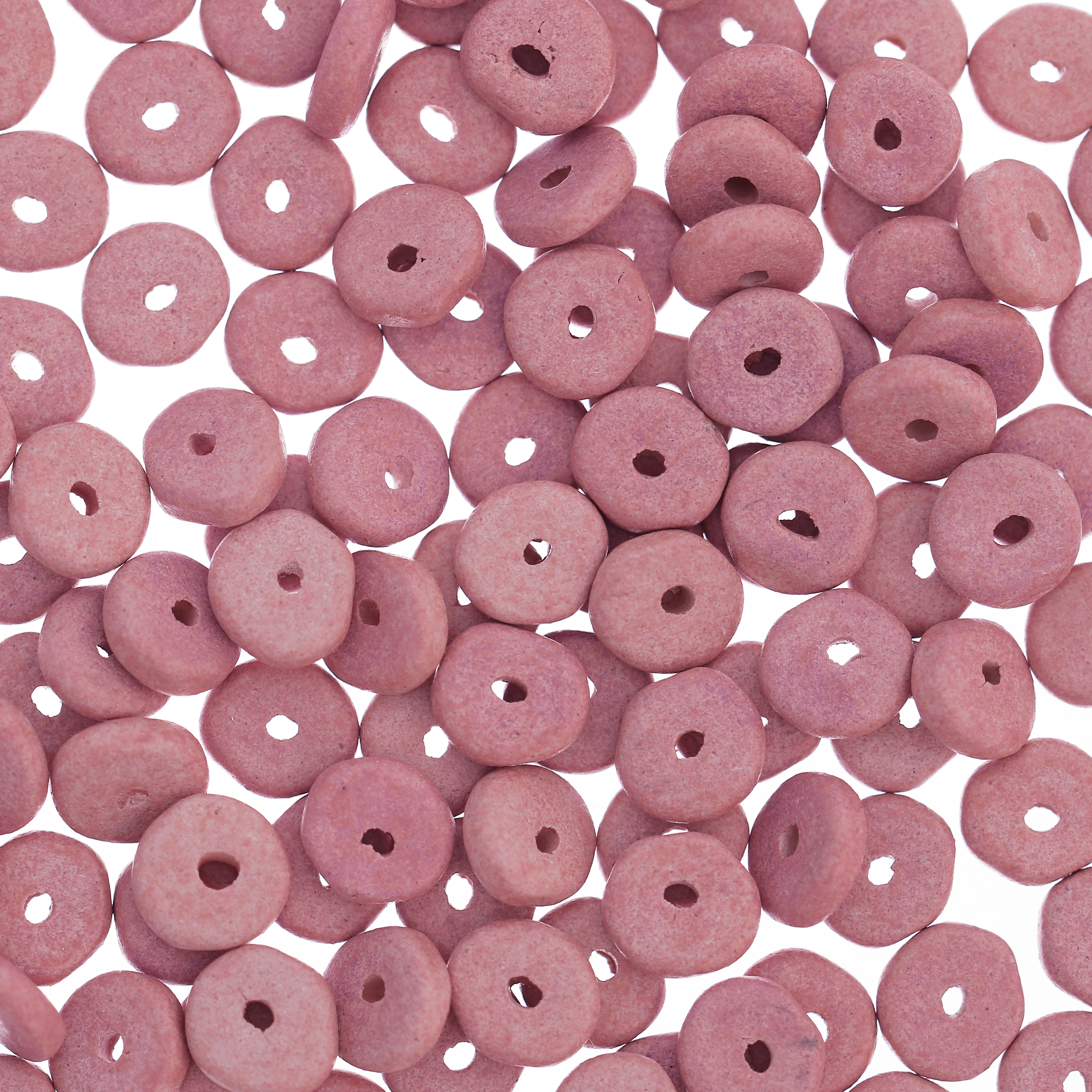 Rondella in Ceramica, piatta, 7x2 mm., colore Rosa Antico