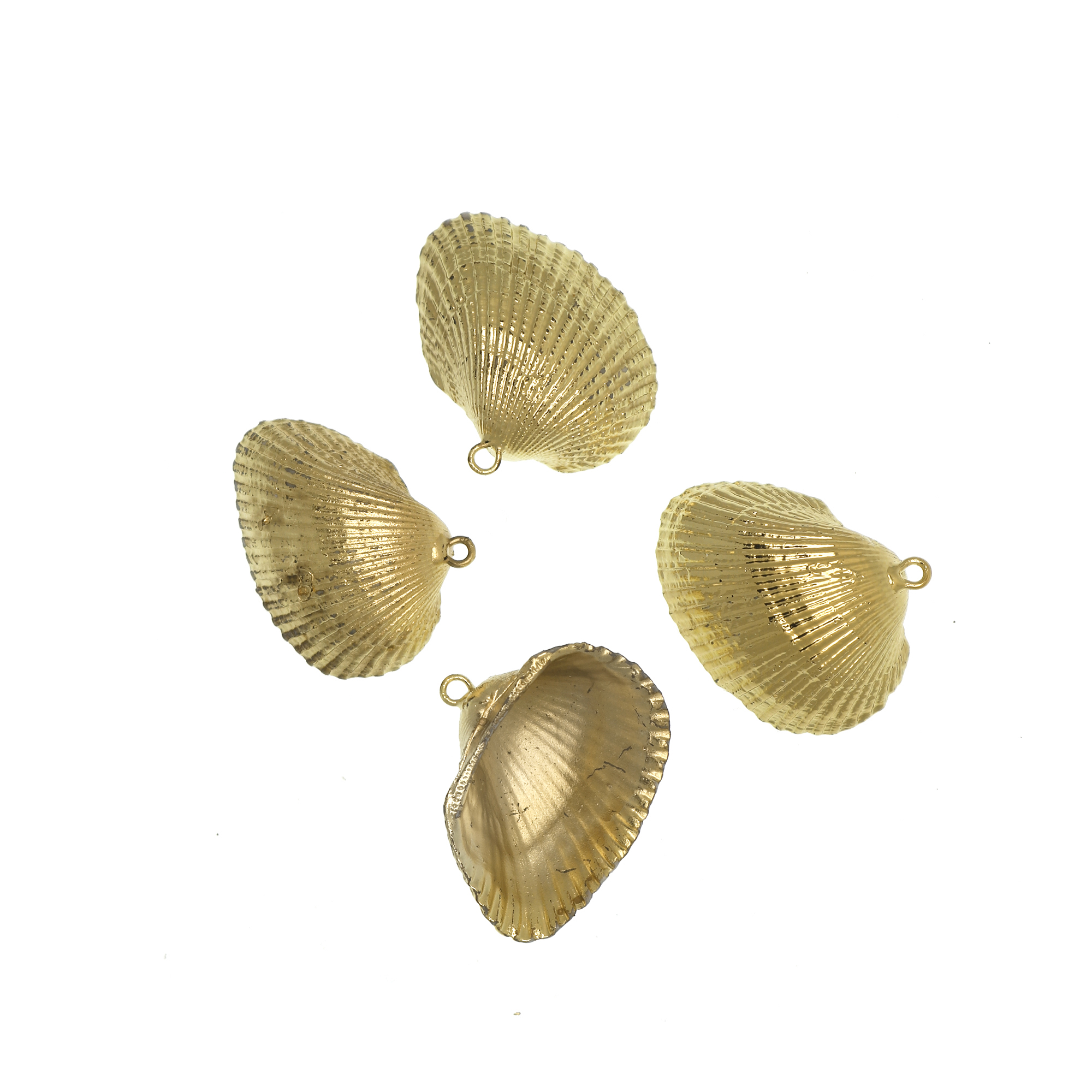 Conchiglia a Ventaglio, galvanizzata in metallo, colore Oro, 28x33 mm.