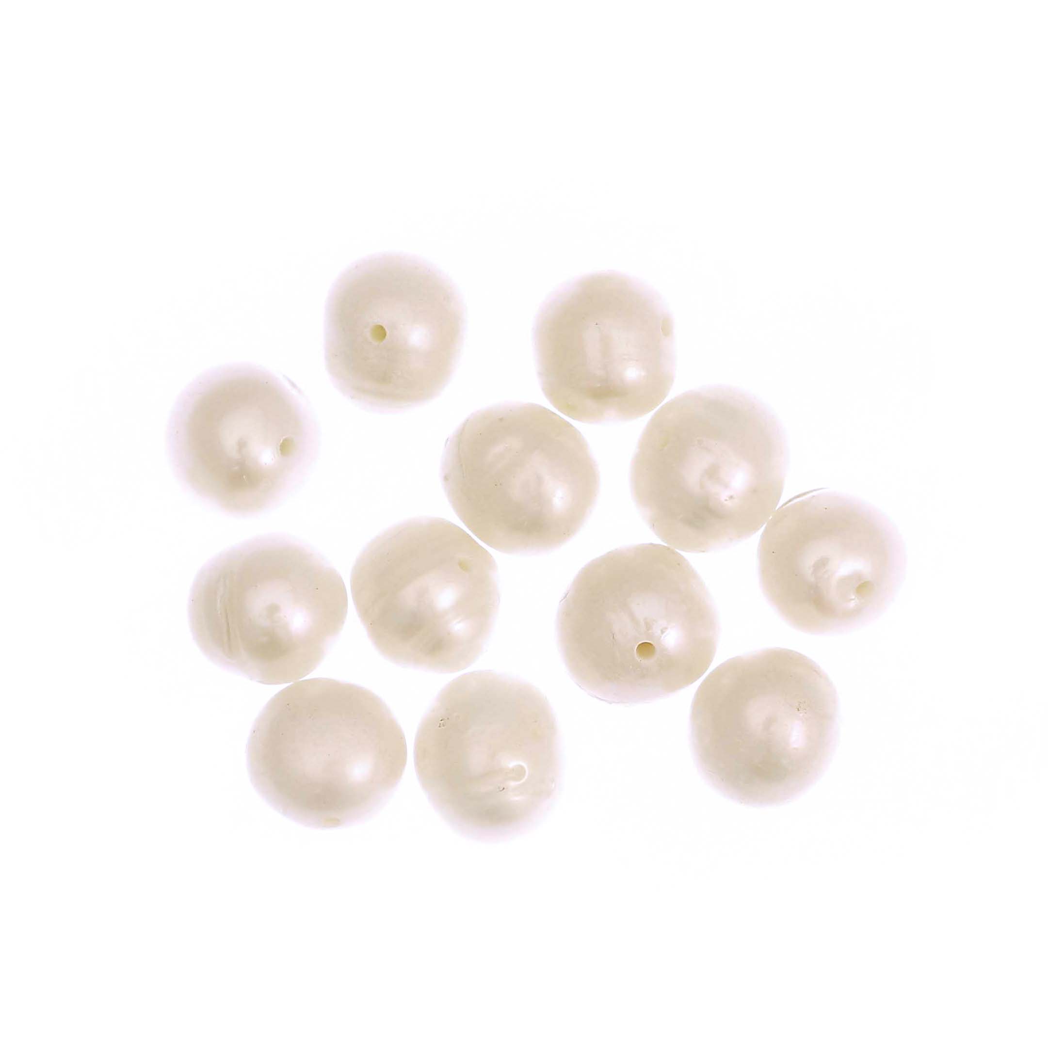 Perla di fiume tonda irregolare, misura 5x5,5 mm. circa, colore BIANCO