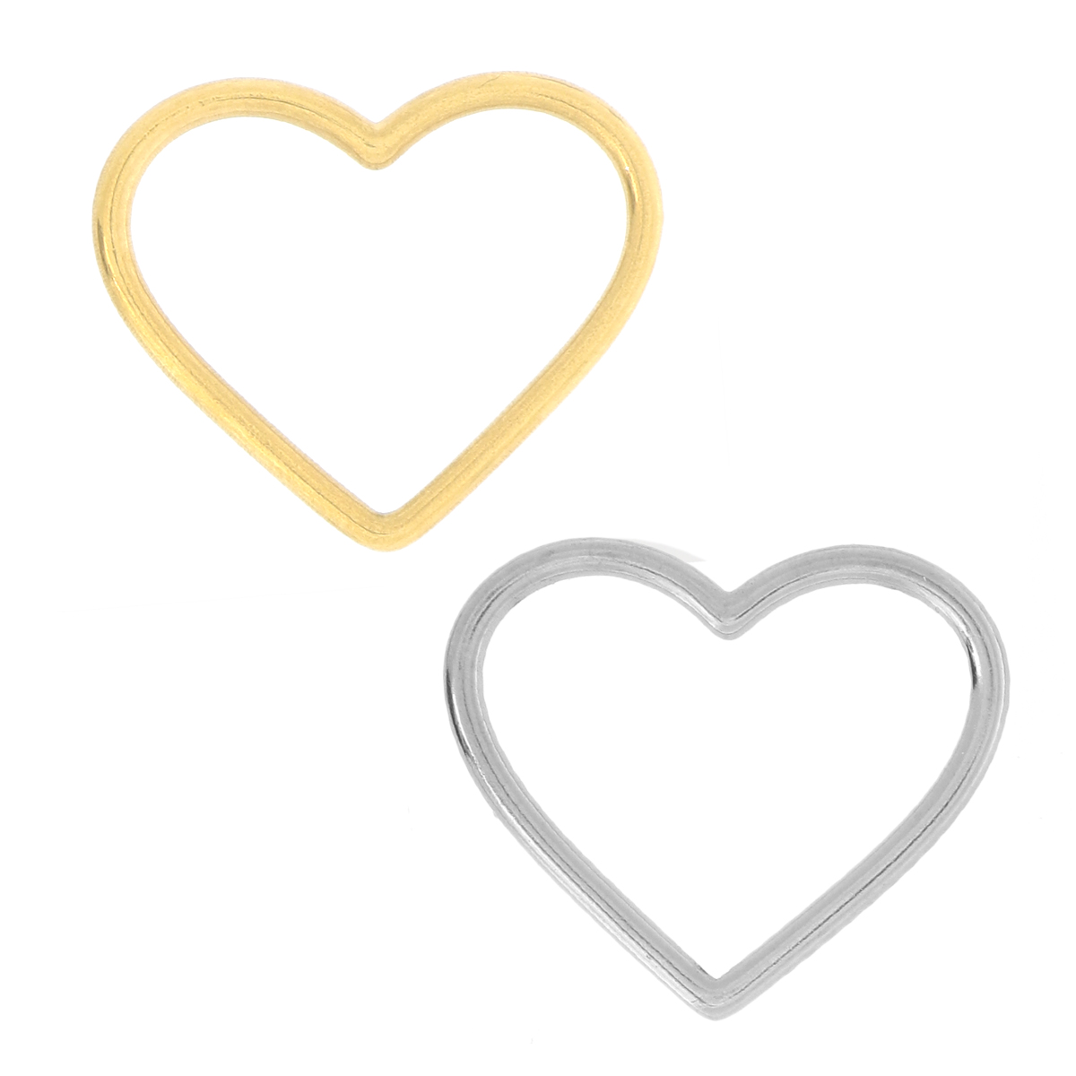 Ciondolo, in Acciaio, a forma di Cuore Sottile, 23x28 mm.
