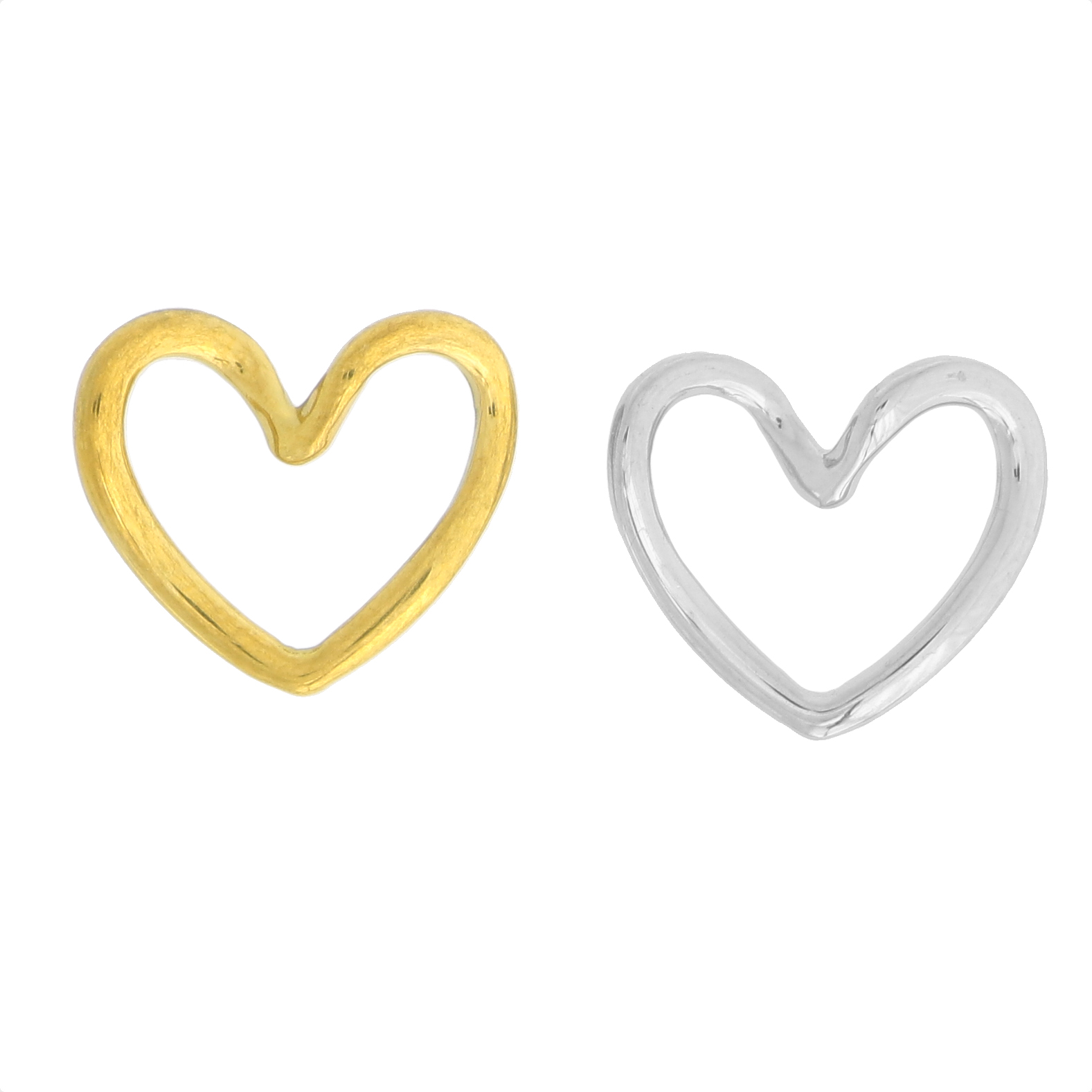 Ciondolo, in Acciaio, a forma di Cuore forato al centro un pò ritorto su se stesso, 16x17 mm.