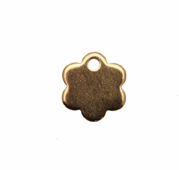 Ciondolo, a forma di fiore stilizzato piatto, pieno, 9x9 mm.