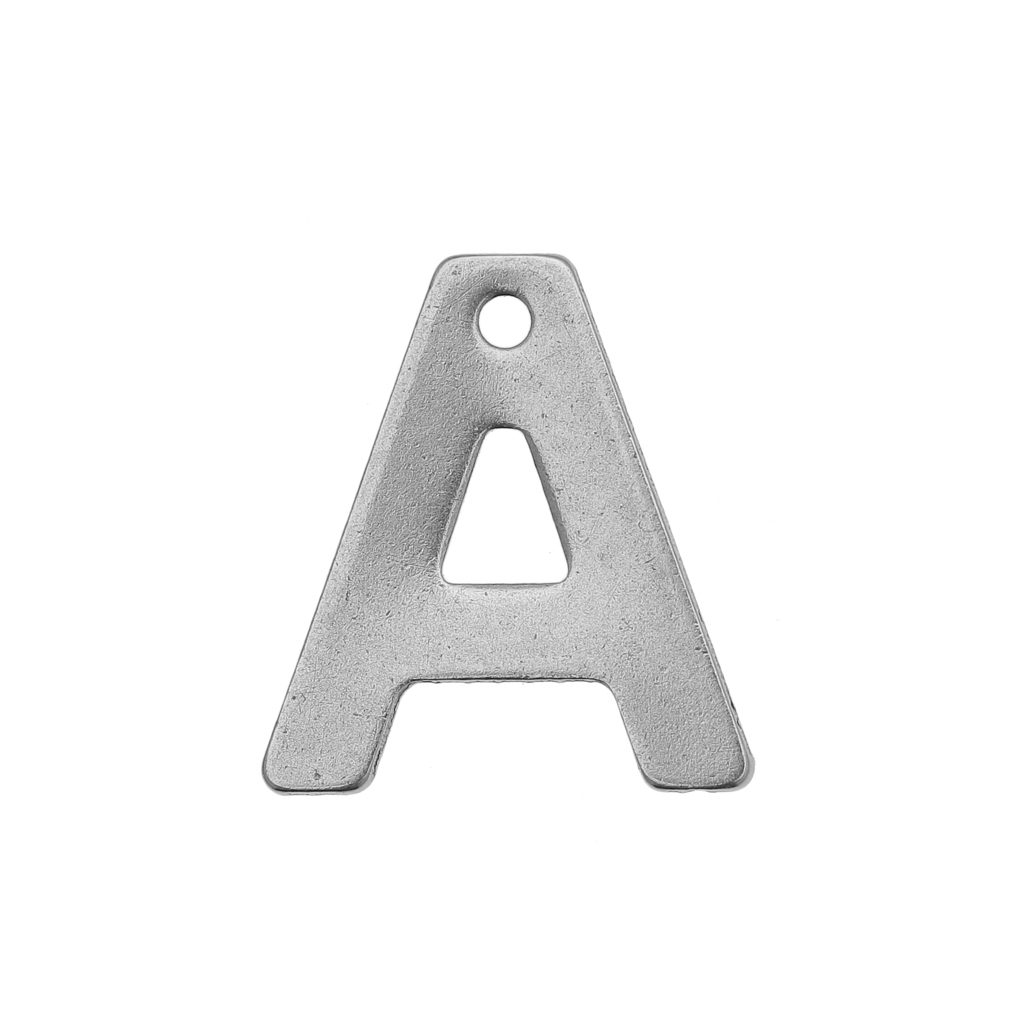Ciondolo a forma di lettera "A", 11x10 mm., in Acciaio