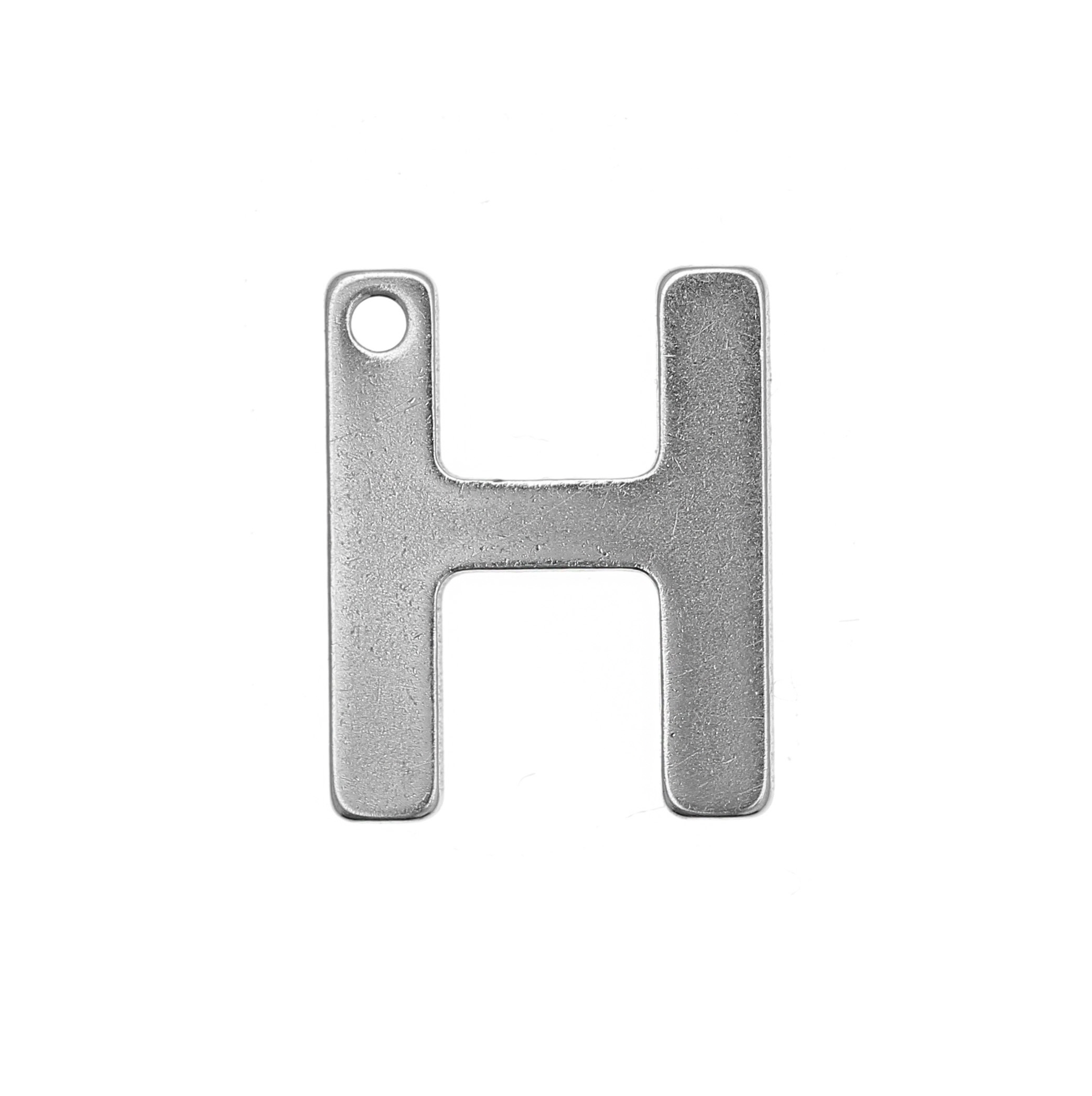 Ciondolo a forma di lettera "H", 11x9 mm., in Acciaio