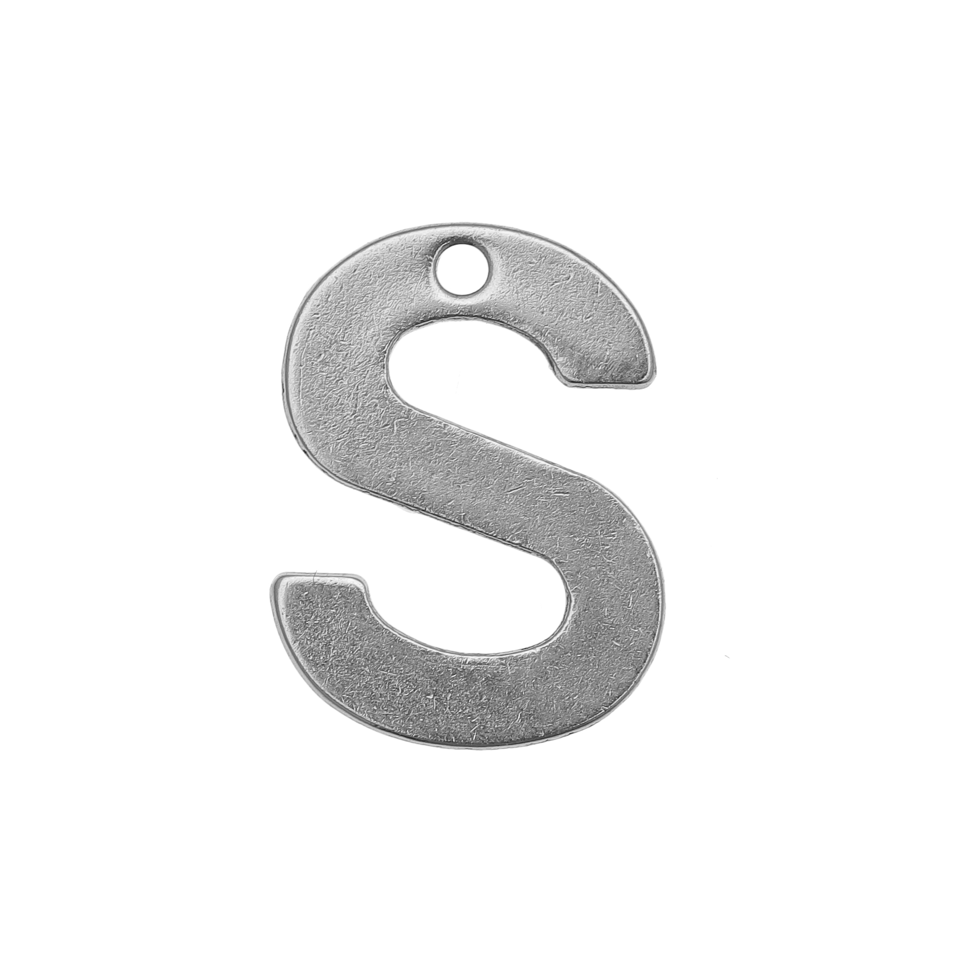 Ciondolo a forma di lettera "S", 11x8 mm., in Acciaio