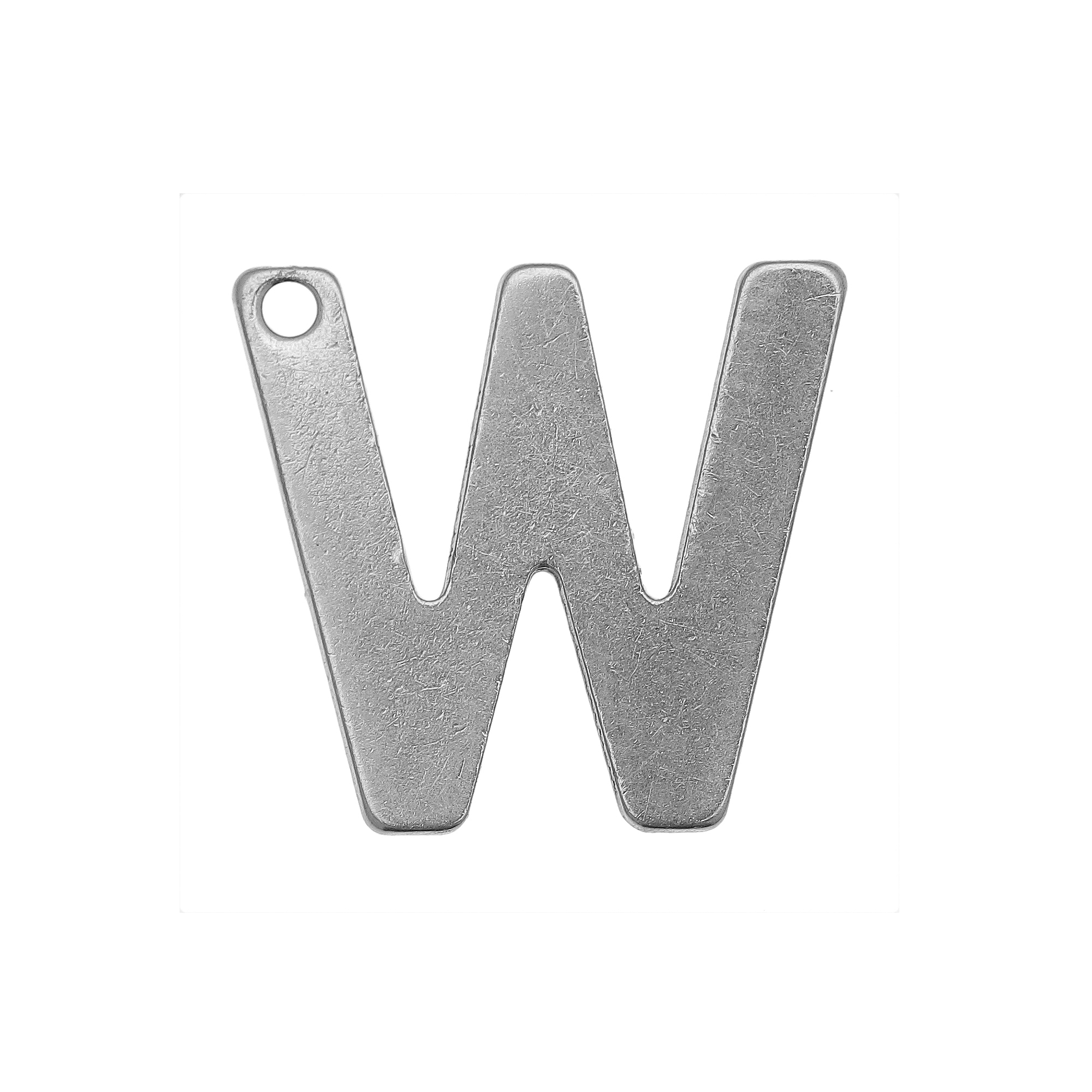 Ciondolo a forma di lettera "W", 11x12 mm., in Acciaio
