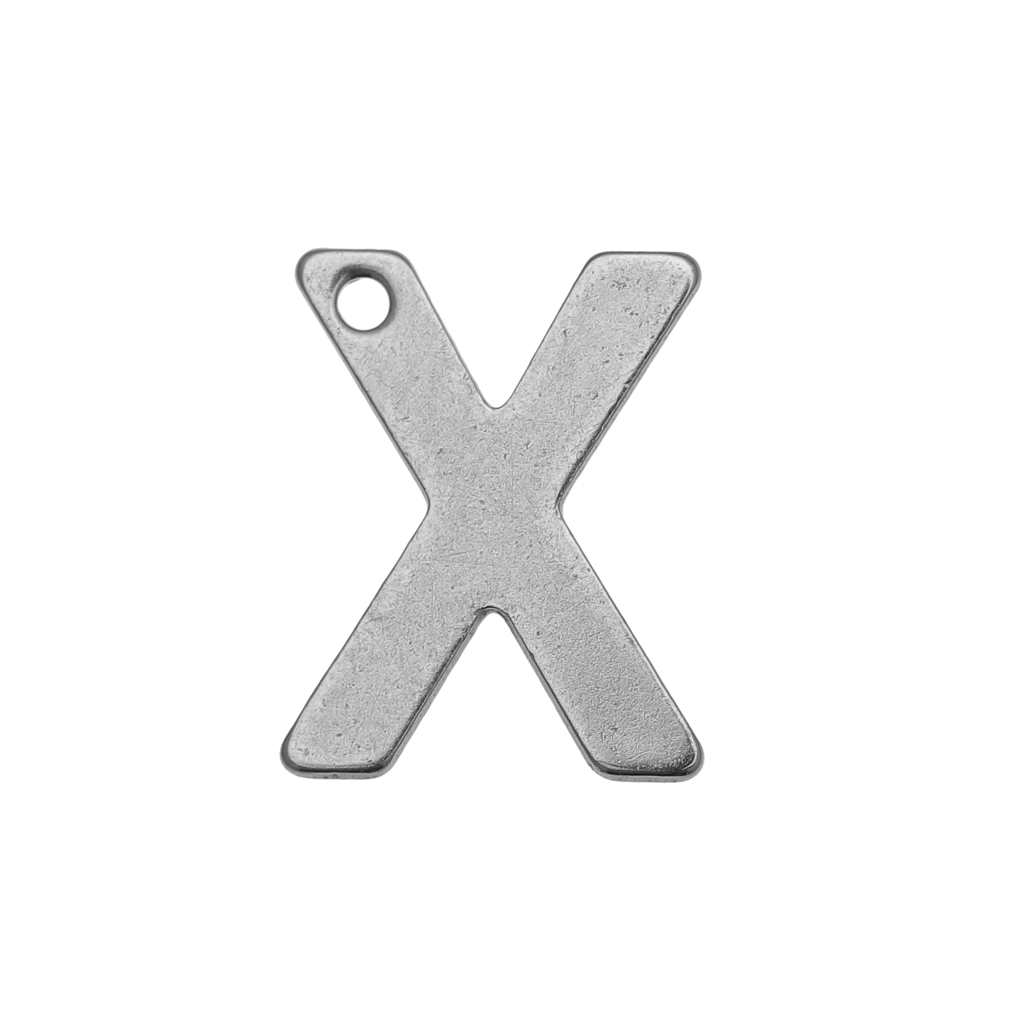 Ciondolo a forma di lettera "X", 11x9 mm., in Acciaio