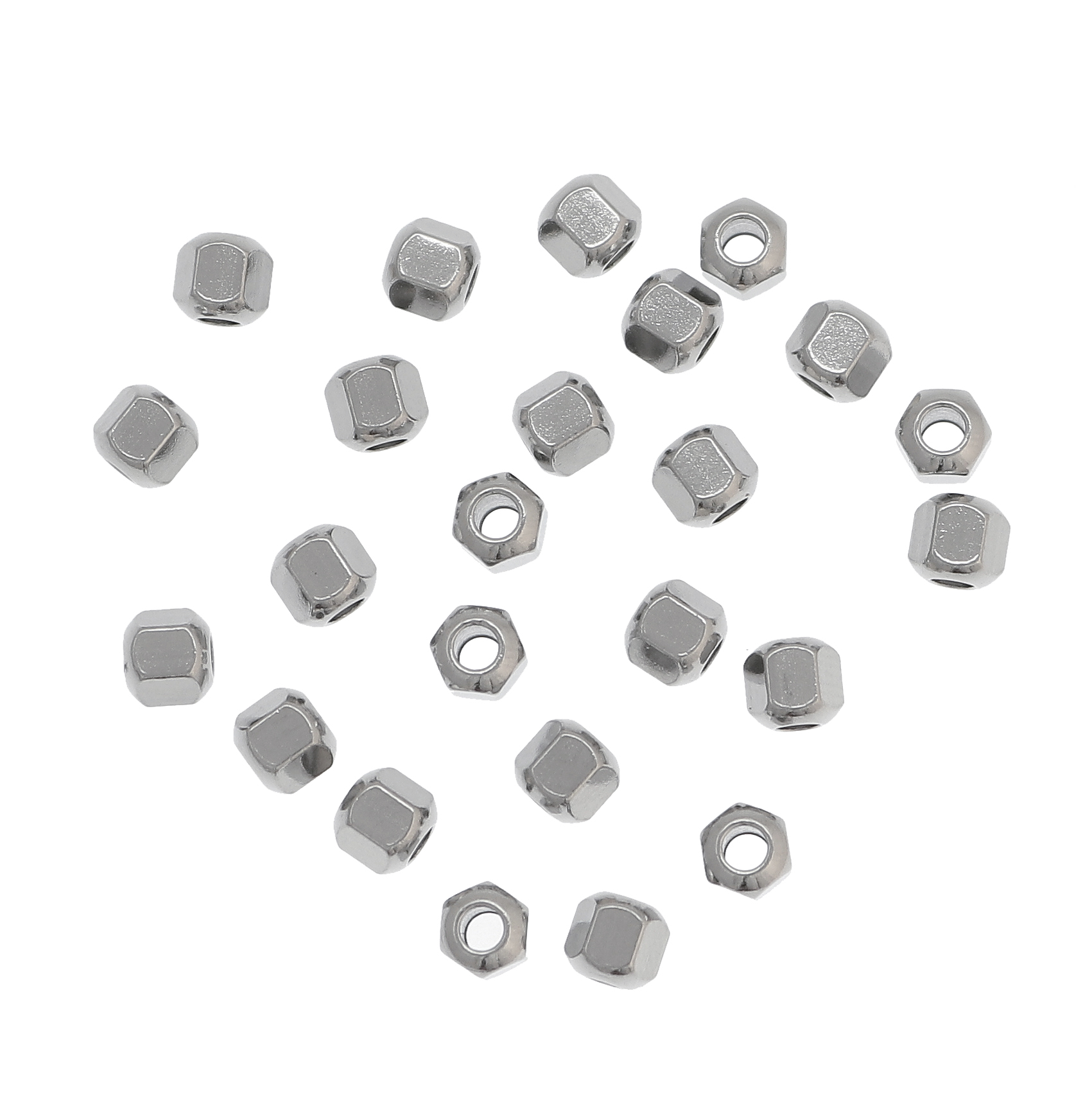 Distanziatore a cilindro sfaccettato a 6 lati, in Acciaio, 4x4 mm.
