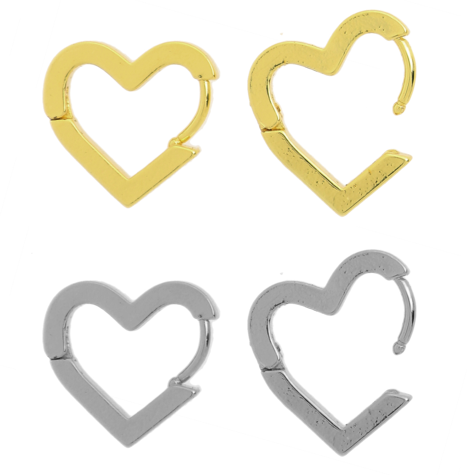 Orecchino a forma di "Cuore", in Acciaio, con chiusura ad incastro, 17x16 mm., spessore 2,7 mm.