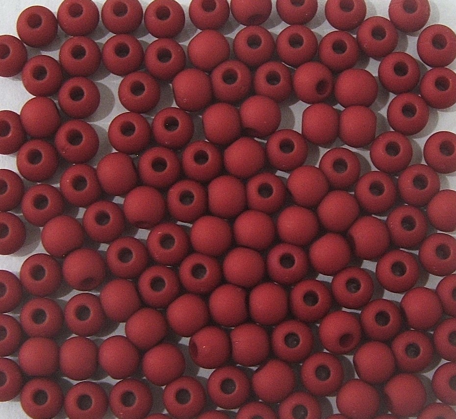 Confezione da 150 pezzi di Palline lisce opache in resina, da 4 mm., colore Rosso Scuro