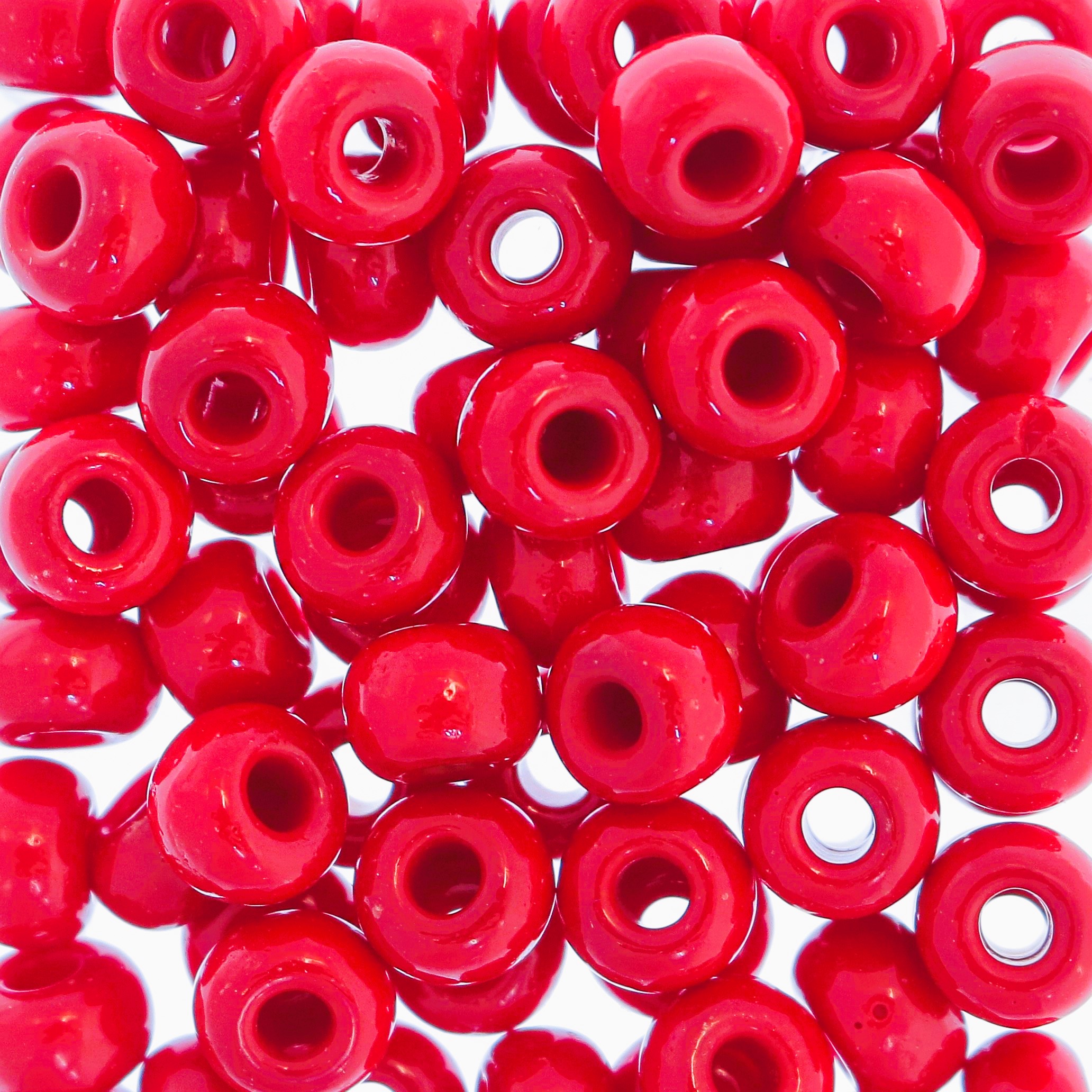 Conteria gigante in vetro, 8x5 mm., colore Rosso opaco