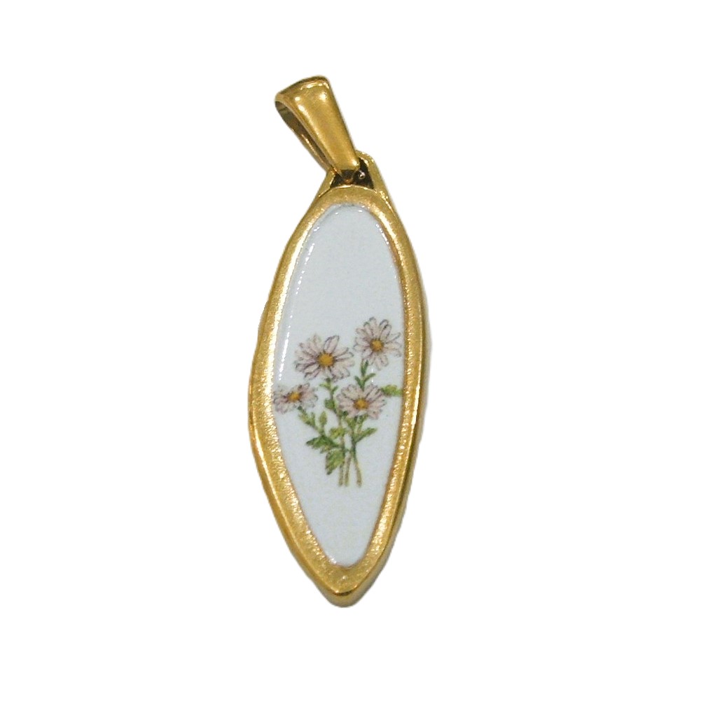 Ciondolo in acciaio oro, 32x11 mm