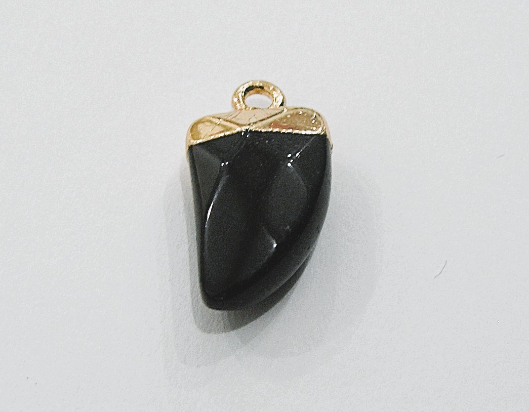 Ciondolo a forma di Dente in pietra Naturale 11x21 mm, Onice nero