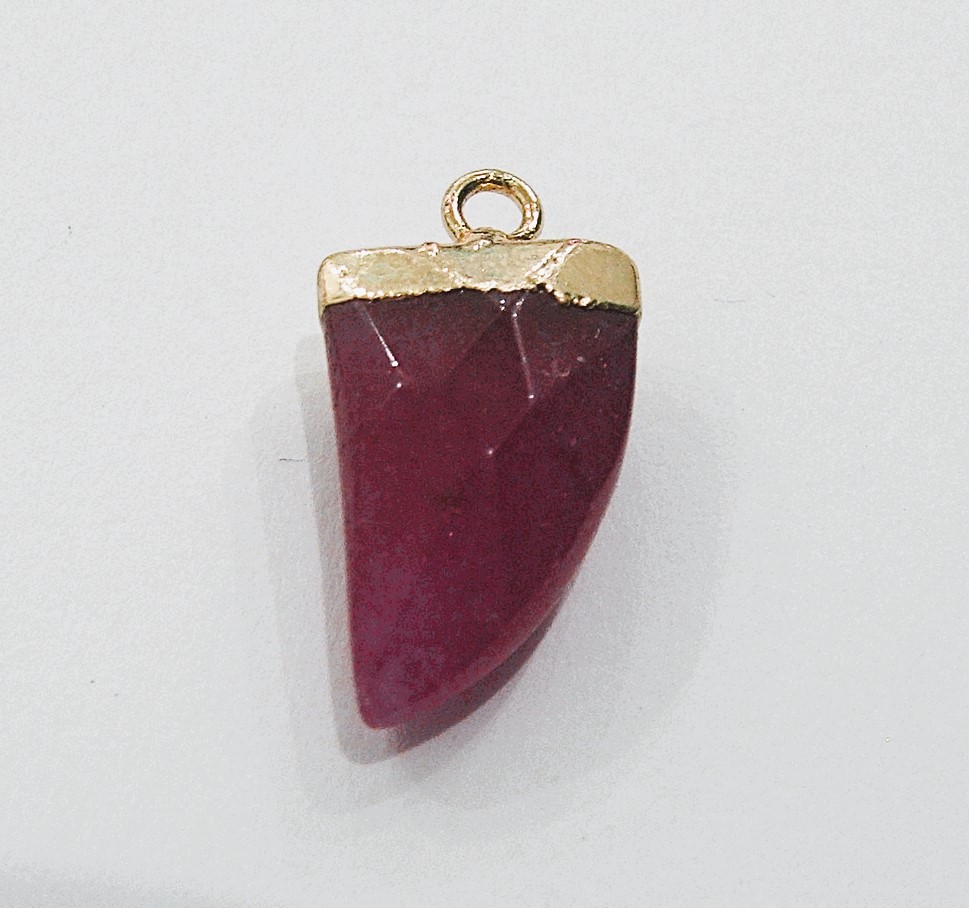 Ciondolo a forma di Dente in pietra Naturale 11x21 mm, Rubino