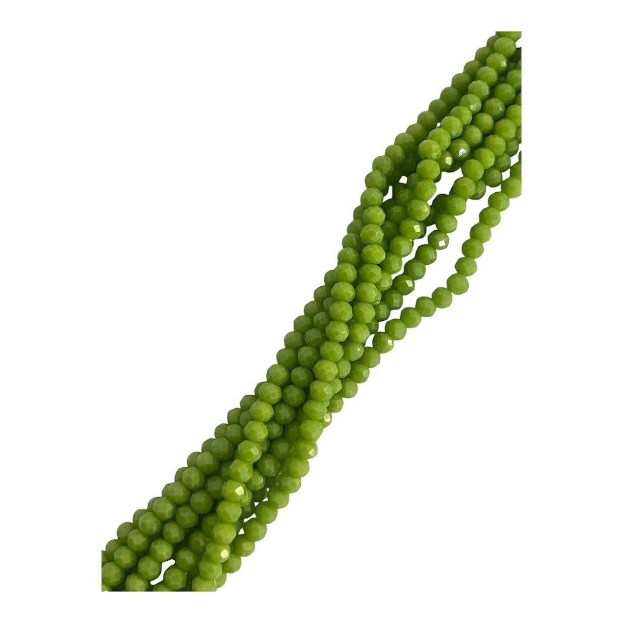 Filo di Cipollotti in Cristallo, 4x3 mm., colore VERDE OLIVA PIENO LUCIDO