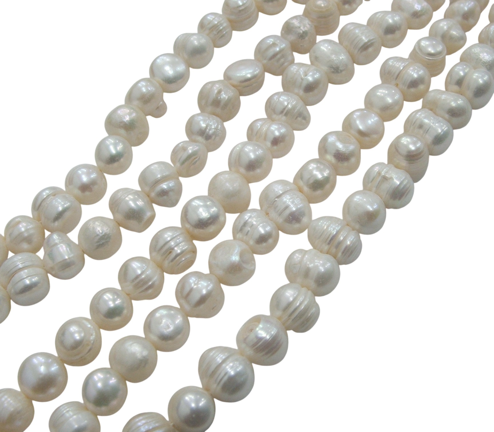 Filo Perle di Fiume irregolari, misura 9x7 mm circa, Colore Bianco