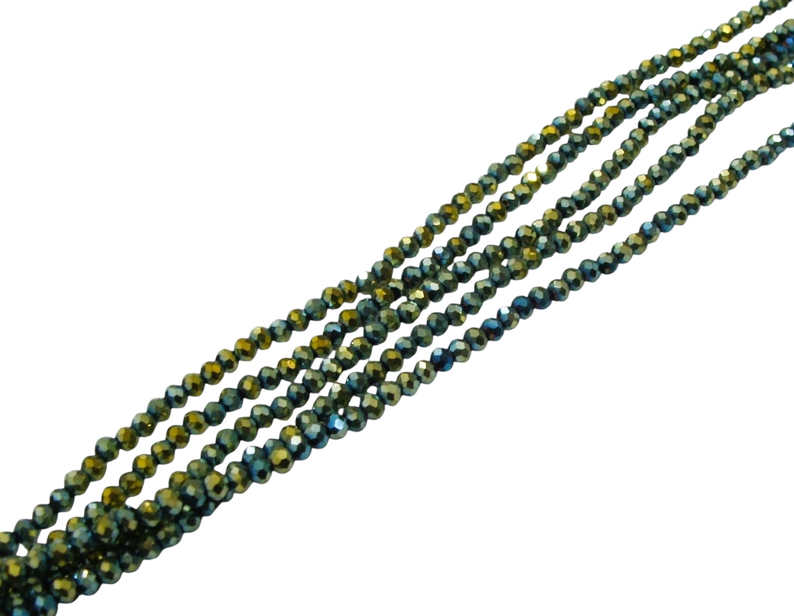 Filo di Cipollotti in Cristallo, 3x2 mm., colore VERDE METAL SFUMATO