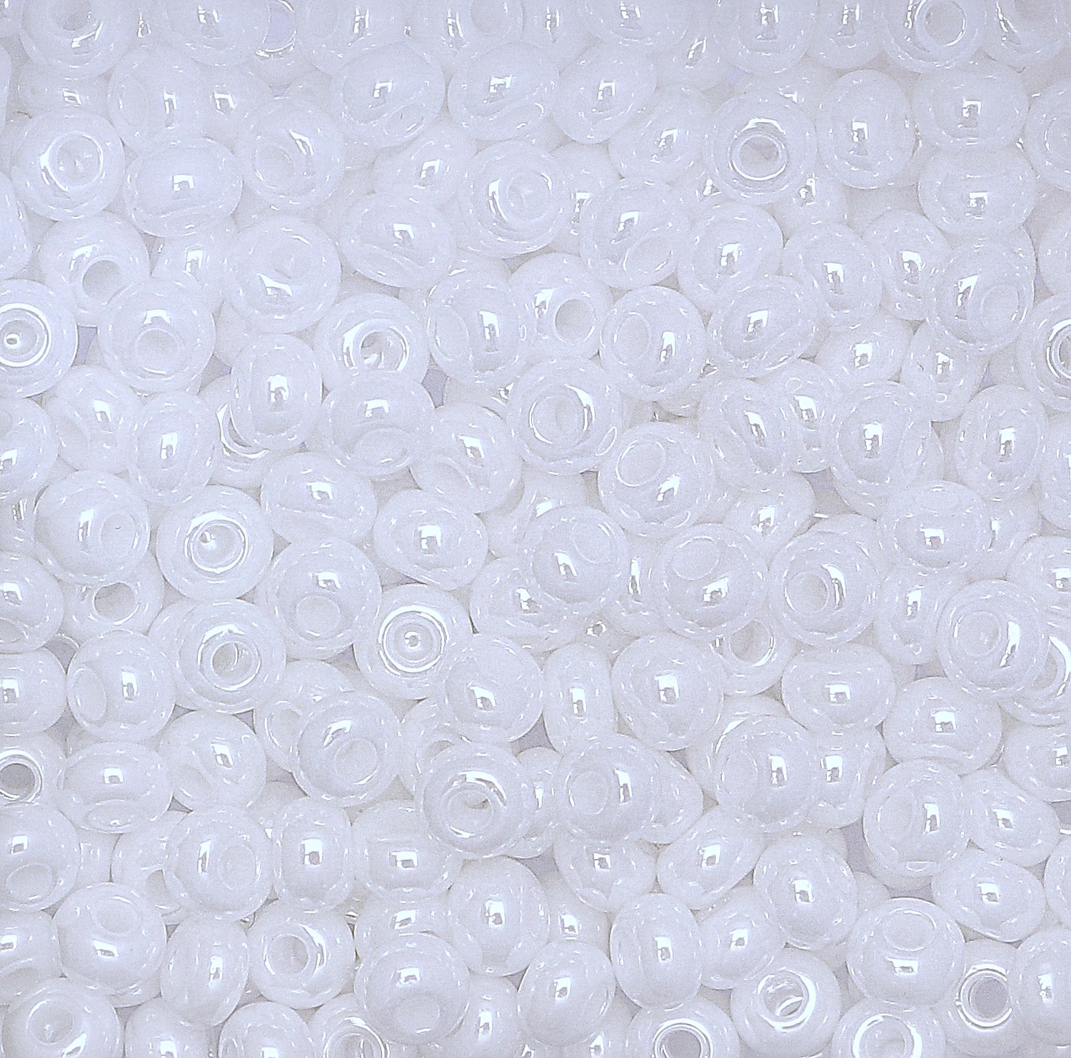 Conteria in vetro, 6x4mm, colore BIANCO PERLATO