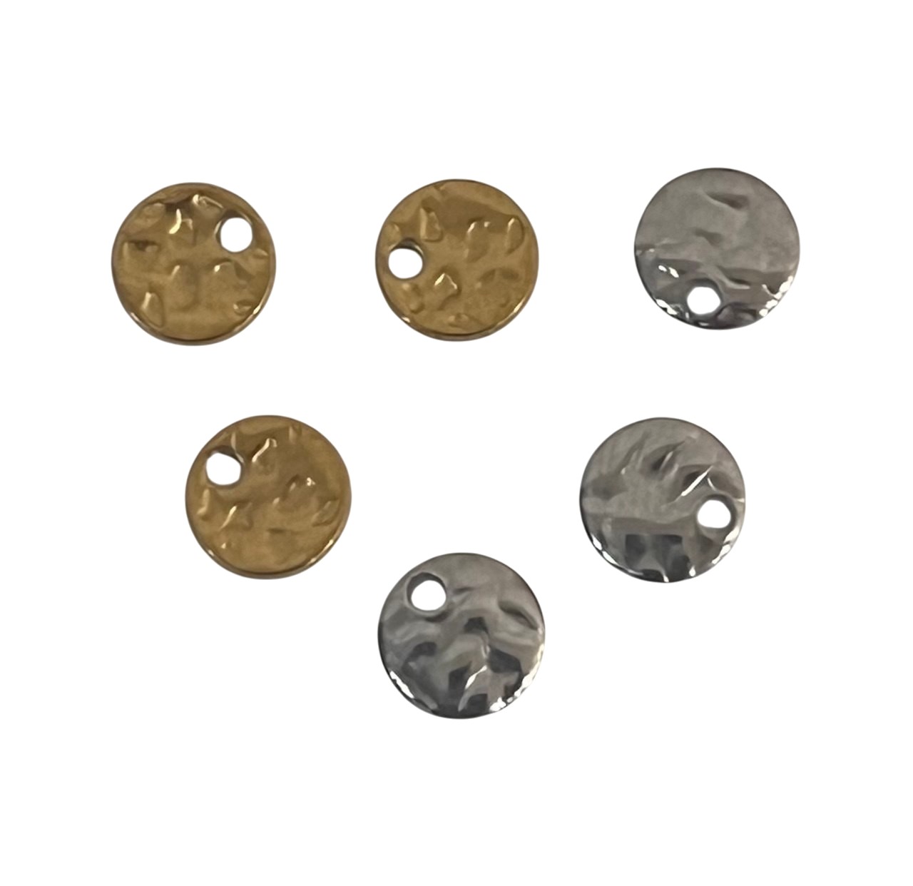 Ciondolo a forma di Medaglia Martellata, 6 mm., in Acciaio