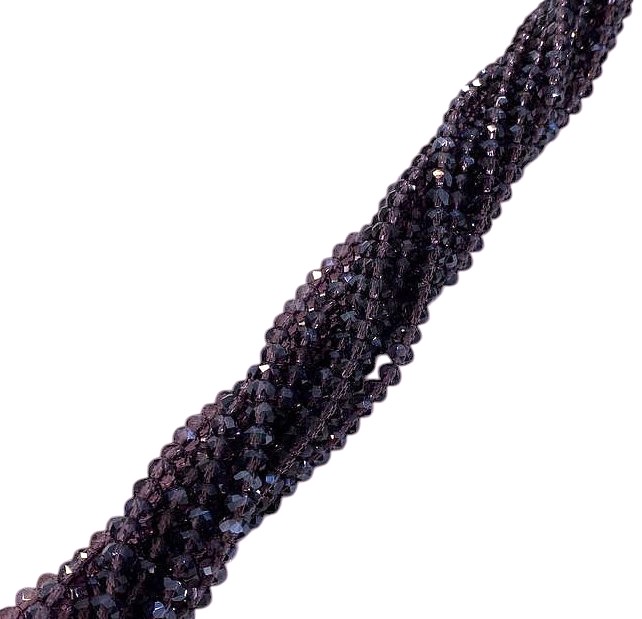 Filo di Cipollotti in Cristallo, 4x3 mm., colore VIOLA SCURO TRASPARENTE LISTRATO