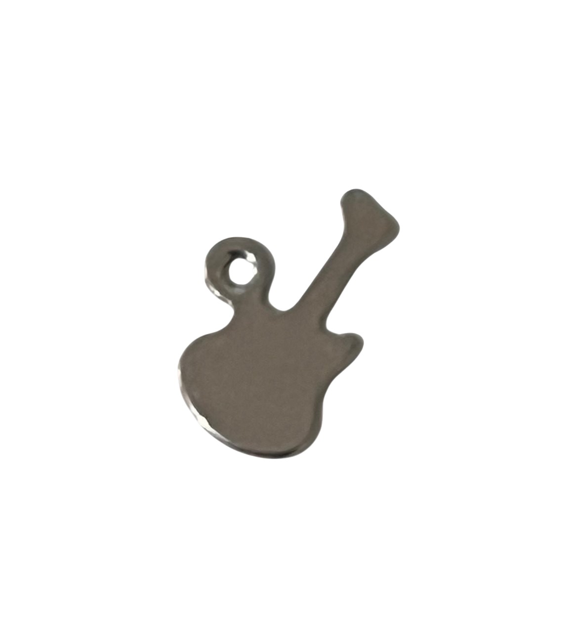 Ciondolo a forma di Chitarra, in Acciaio, piatto, liscio, 10x14 mm.