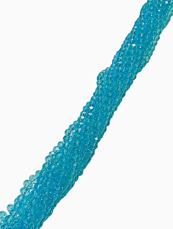 Filo di Cipollotti in Cristallo, 6x4 mm, colore ACQUAMARINA TRASPARENTE LISTRATO