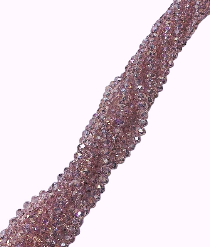 Filo di Cipollotti in Cristallo, 6x4 mm, colore ROSA ANTICO AB