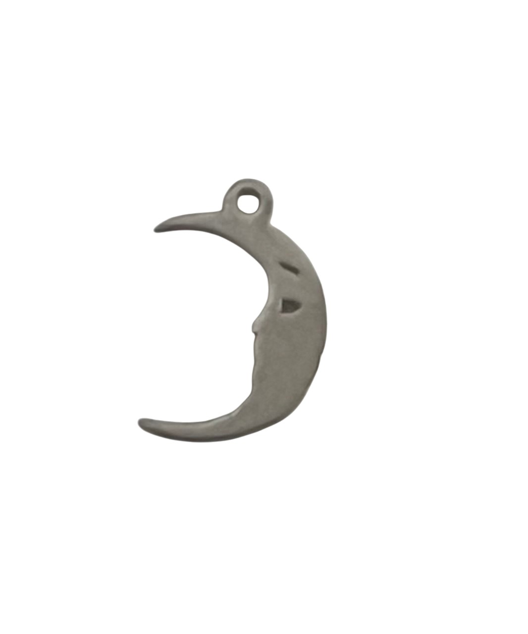 Ciondolo in acciaio, forma di Luna Piatto, 7x12mm